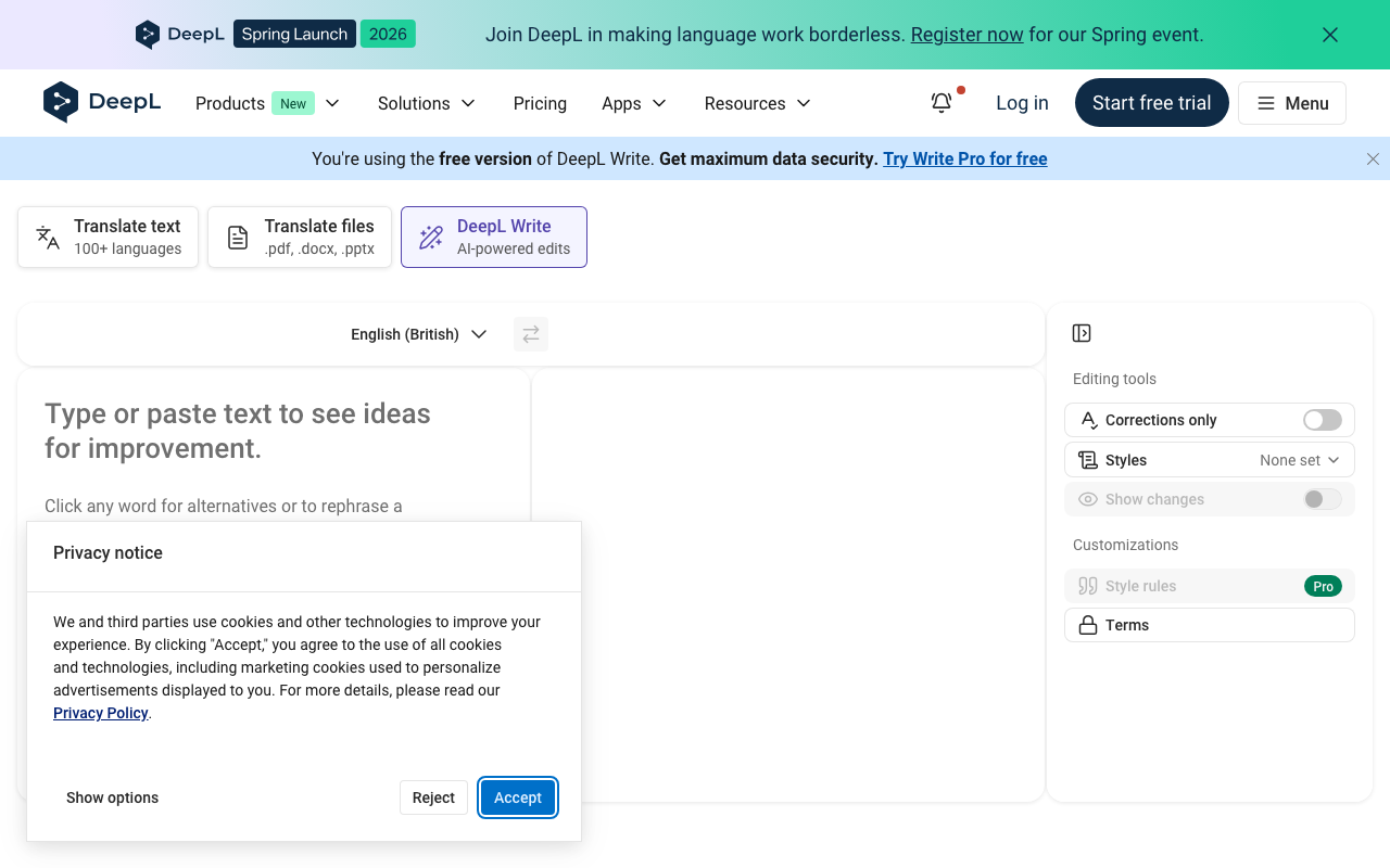 DeepL Write screenshot