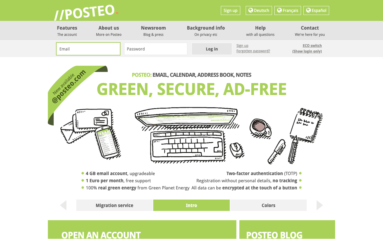 Posteo screenshot